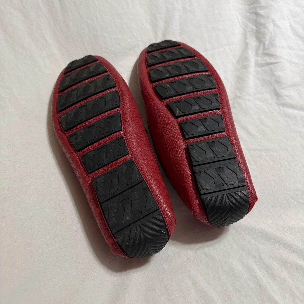 Rocawear Men's Red Faux Python Skin Driving Loafers Gold Buckle Size 10